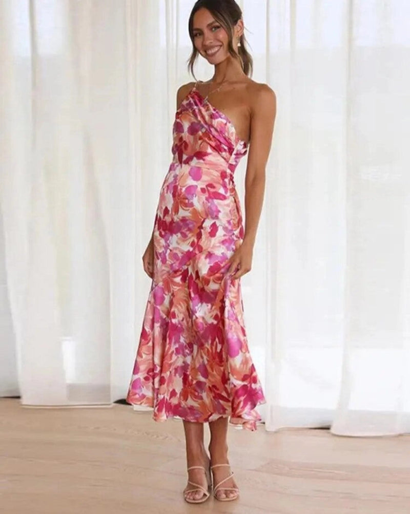 Liorine | Asymmetrical long floral dress