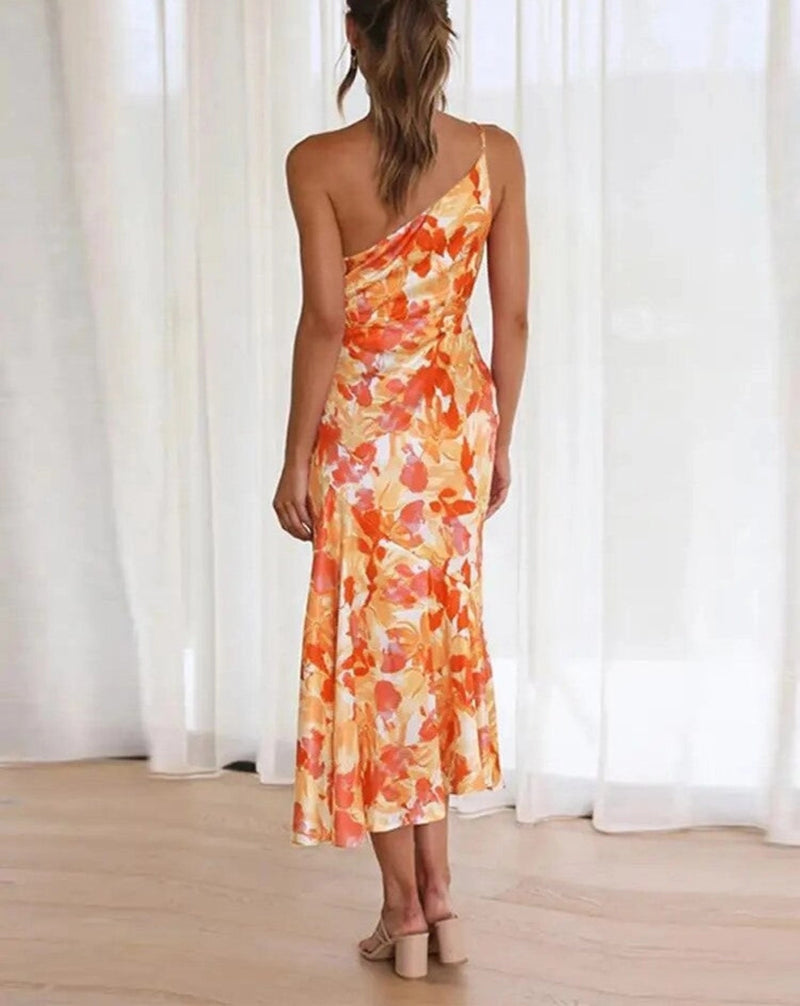 Liorine | Robe longue asymétrique à motif floral