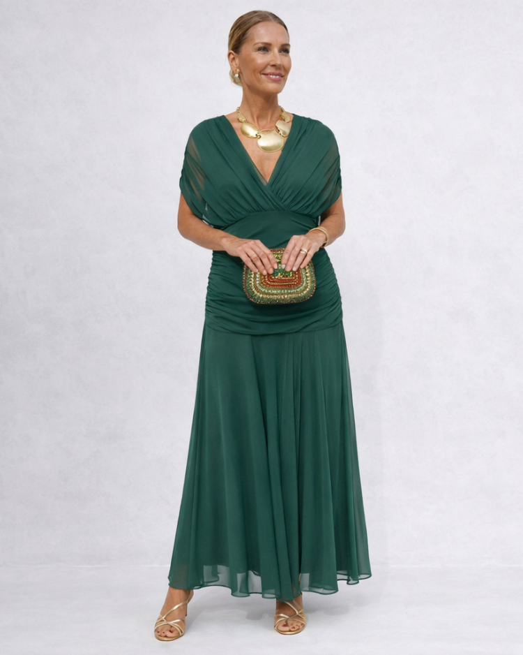 Velora | Robe longue florale à col V