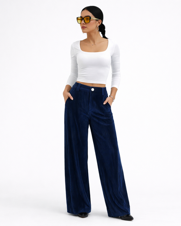 Teodora | Pantalon luxueux en velours côtelé à éclat discret