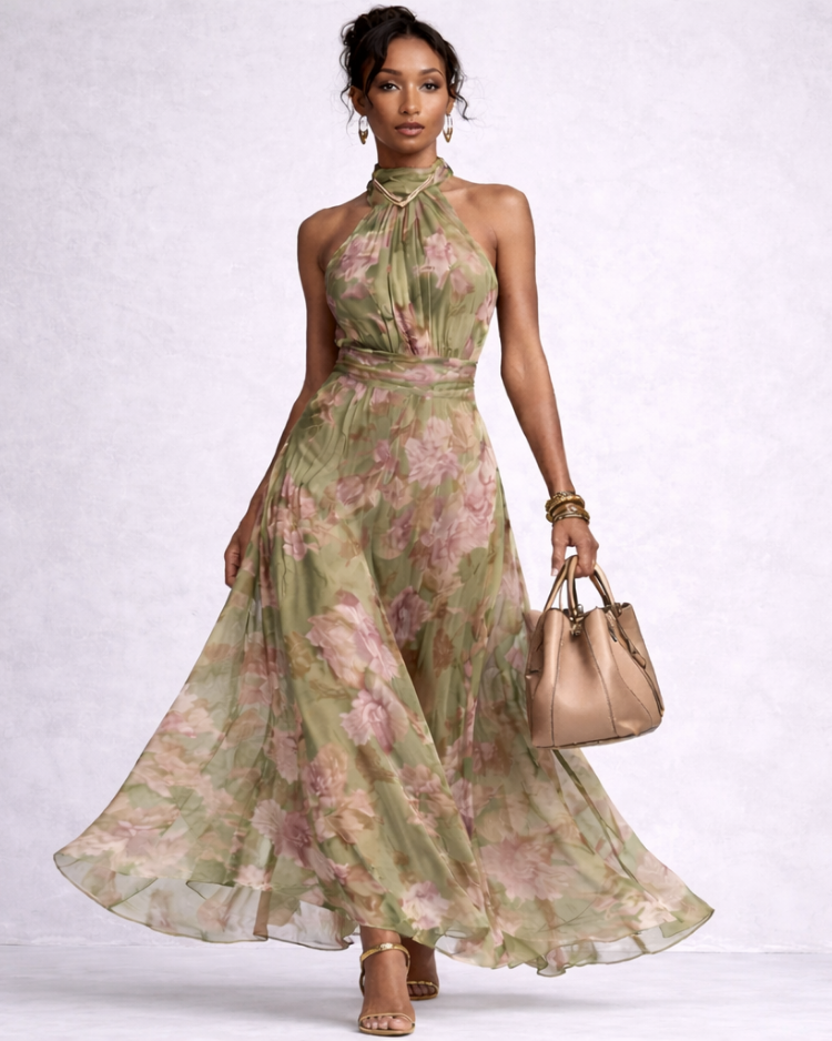 Livia | Robe longue florale dos nu