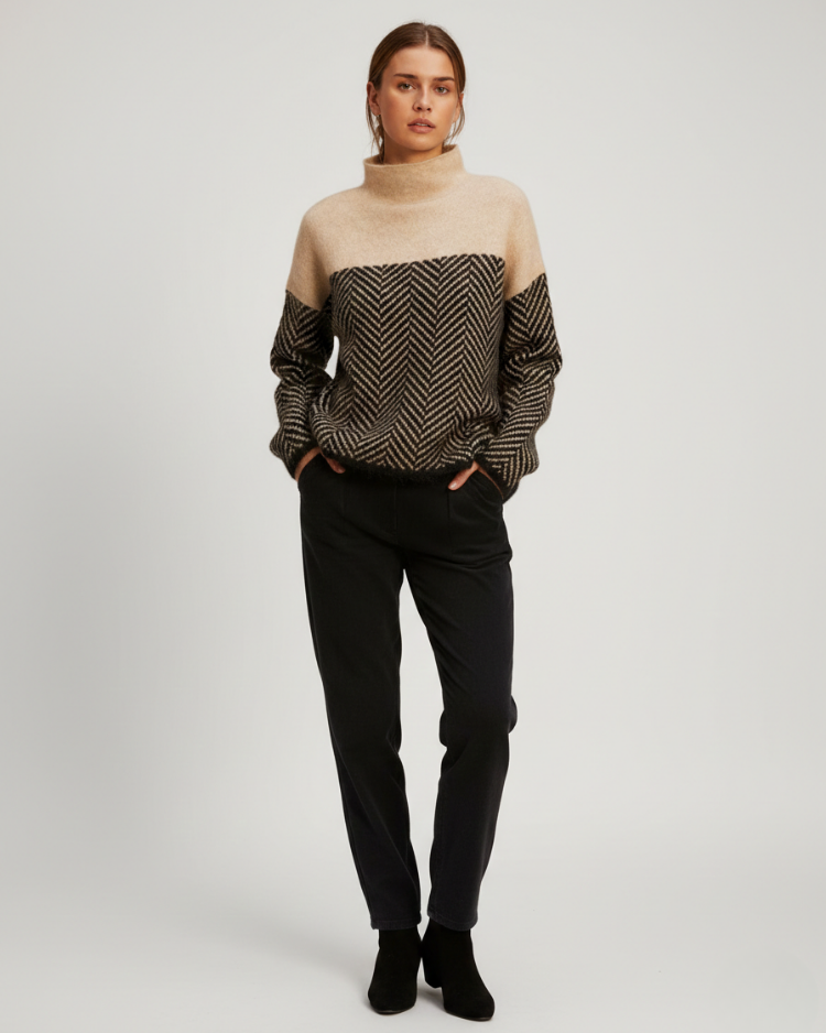 Malene | Pull élégant à motif chevron