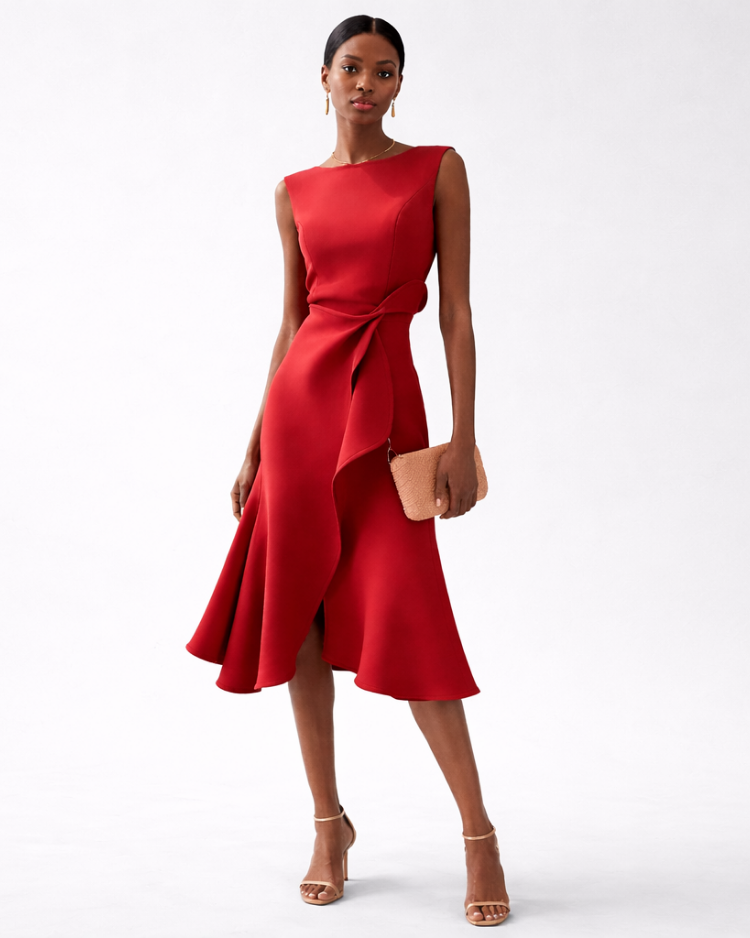 Edith | Robe midi asymétrique drapée