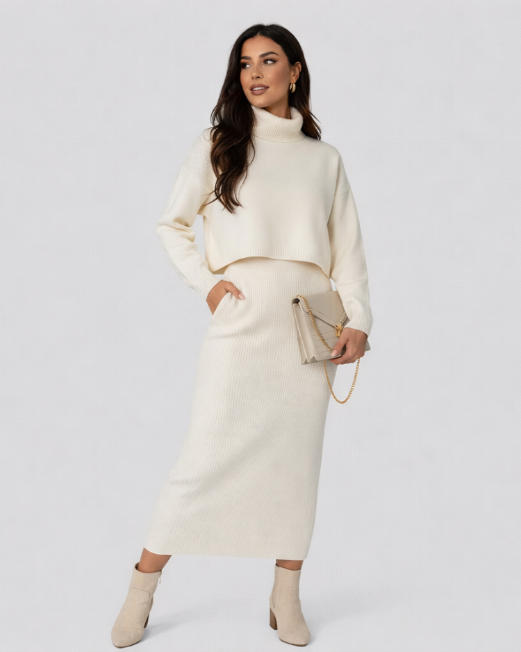 Dilia | Ensemble élégant avec robe midi et col roulé