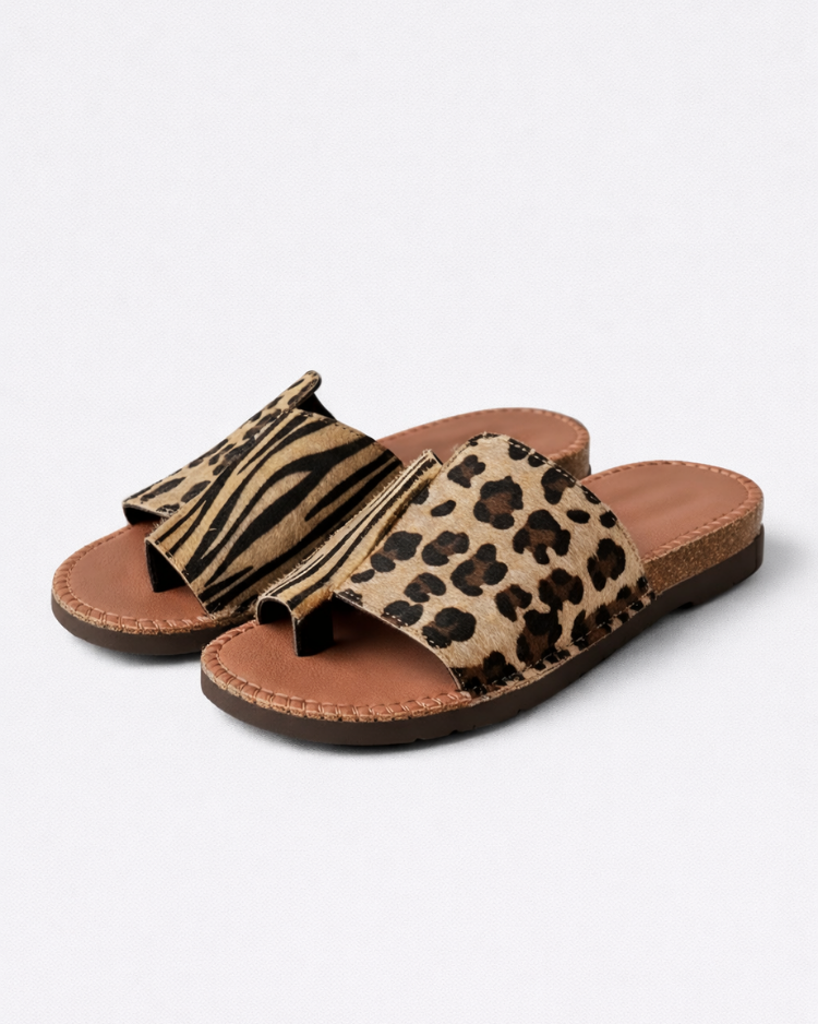 Quitterie | Sabots bicolores élégants à motif léopard