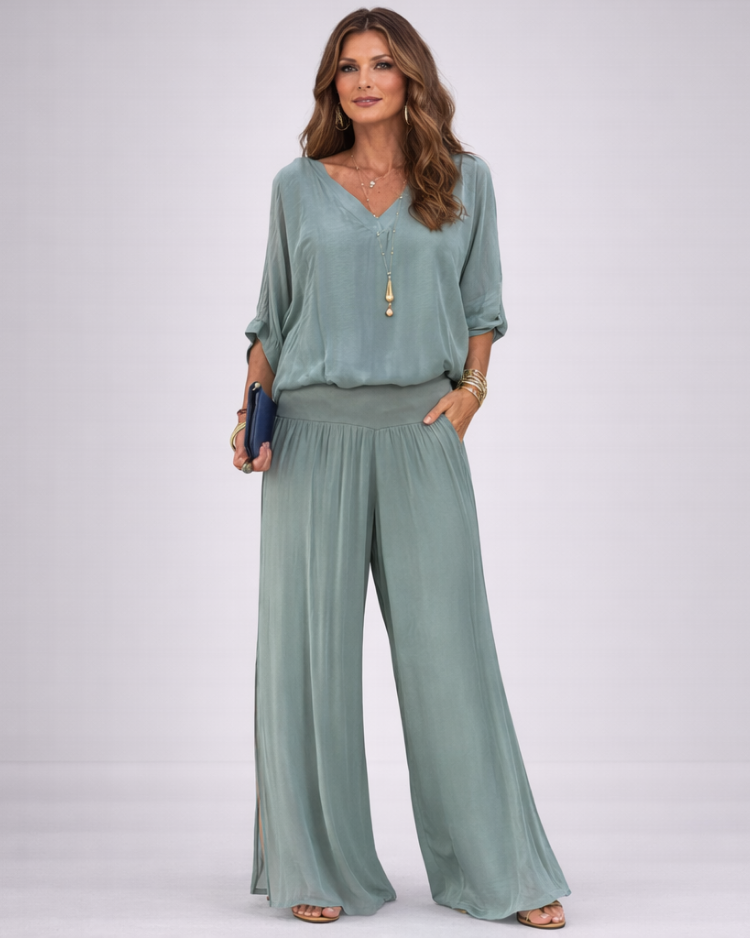 Jolia | Ensemble d’été fluide avec blouse et pantalon
